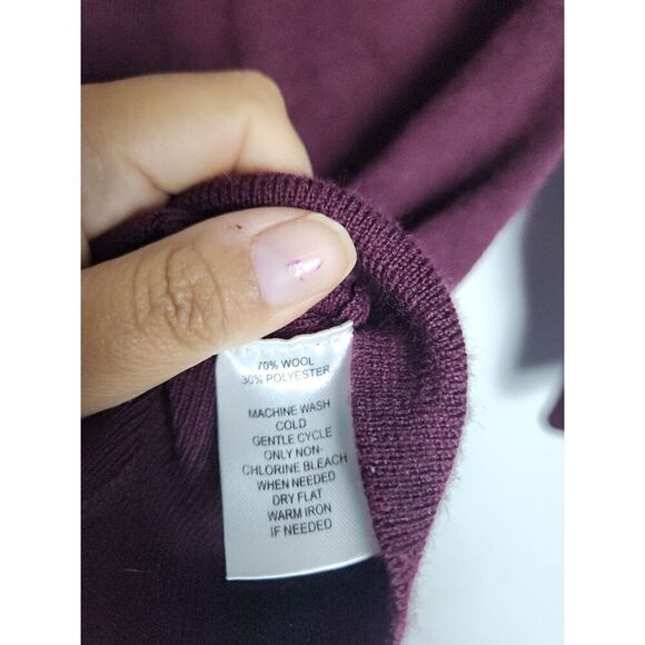 Ann Taylor Loft Burgunday Purple Faux Wrap Pullover Wool Blend Sweater size XL - Picture 6 of 6